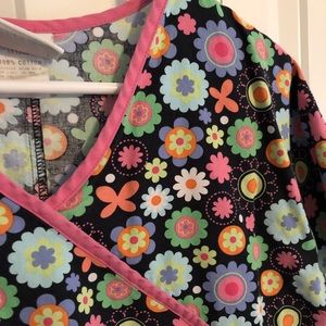 Bright Floral Scrub Top